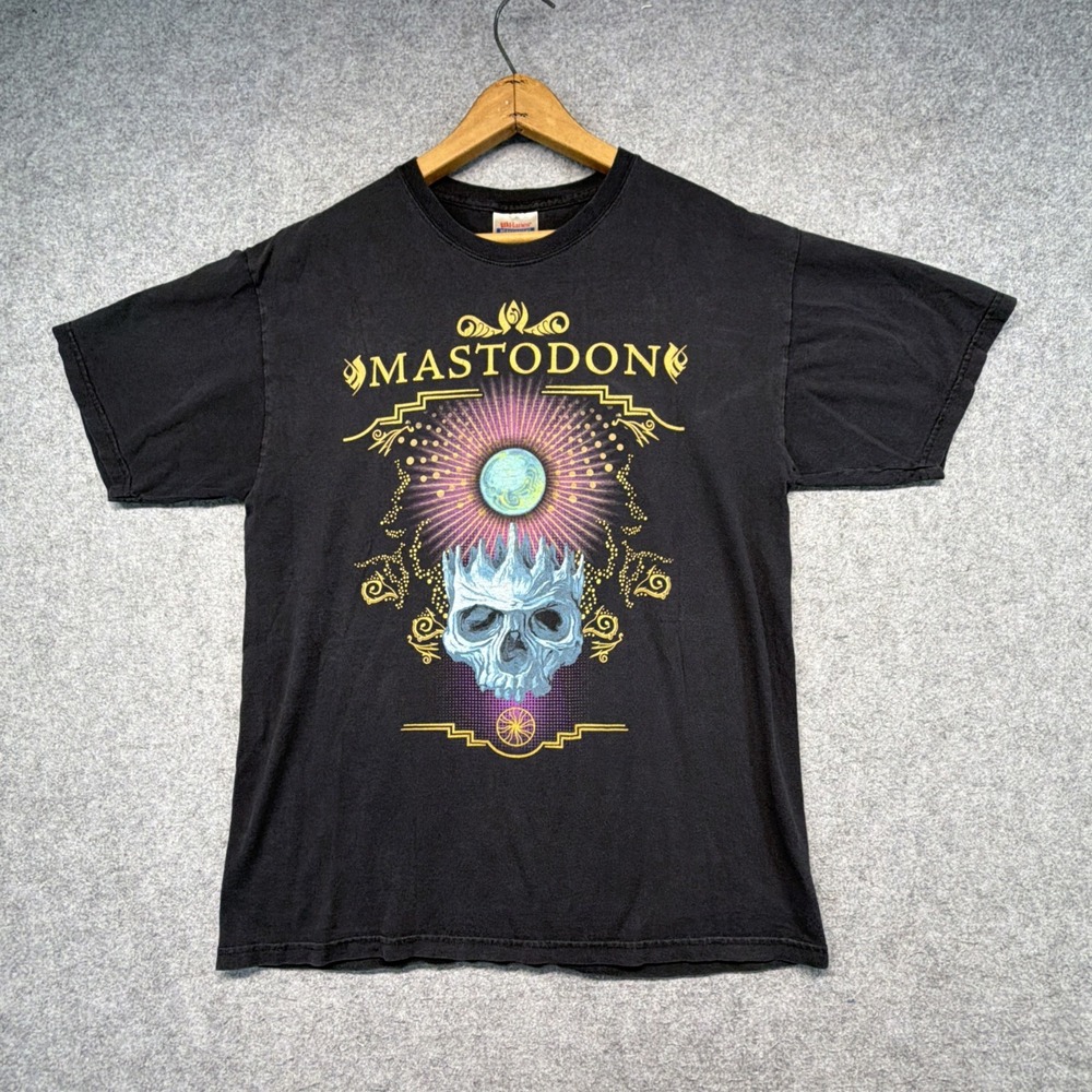 Vintage Mastodon Shirt Mens Medium Black Shirt Band Tee Y2K Hanes Heavyweight